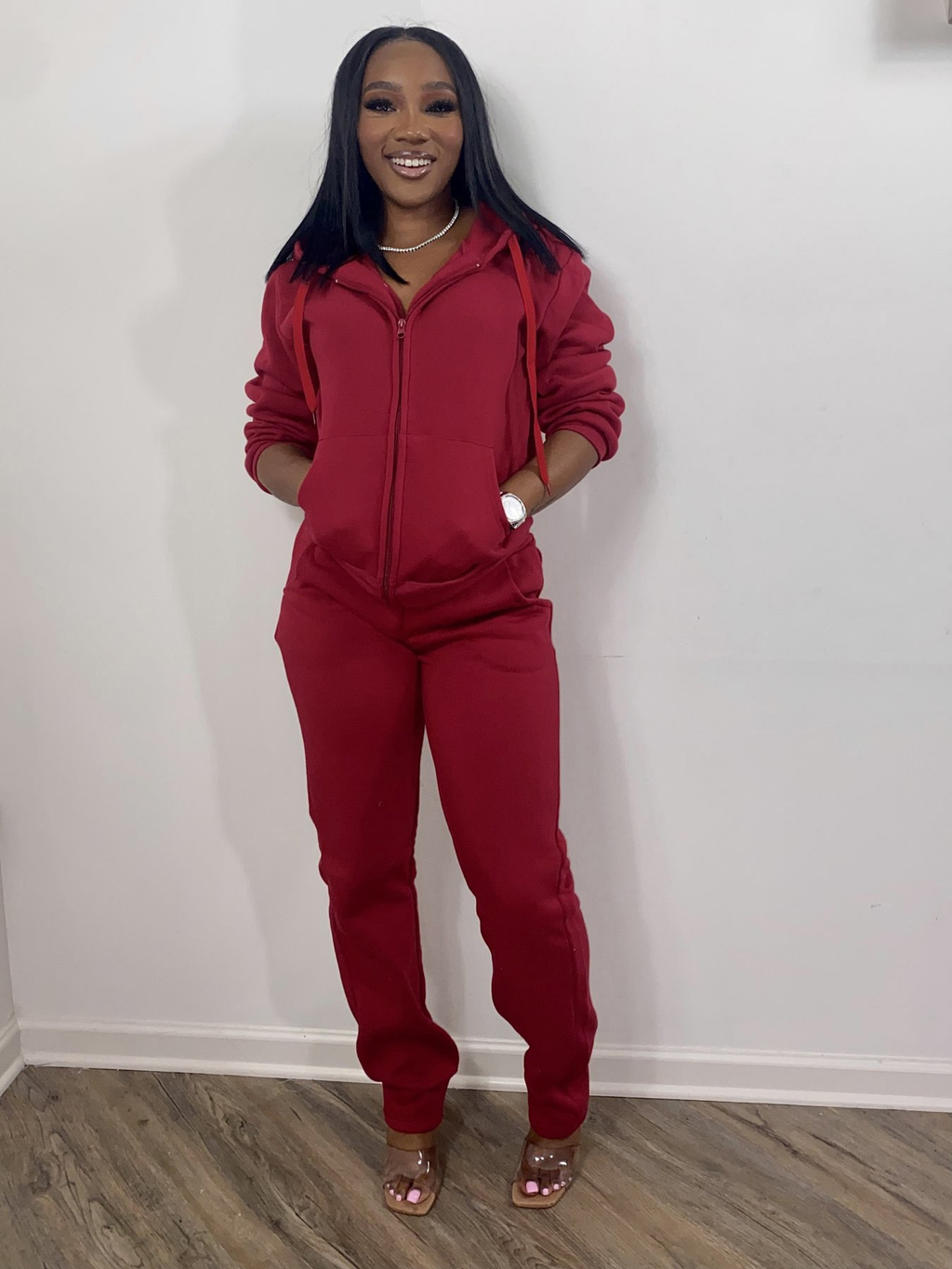 Conjunto Moletom Feminino 2 Peças | Jaqueta com Capuz + Calça Jogger | Fleece Quente | Inverno