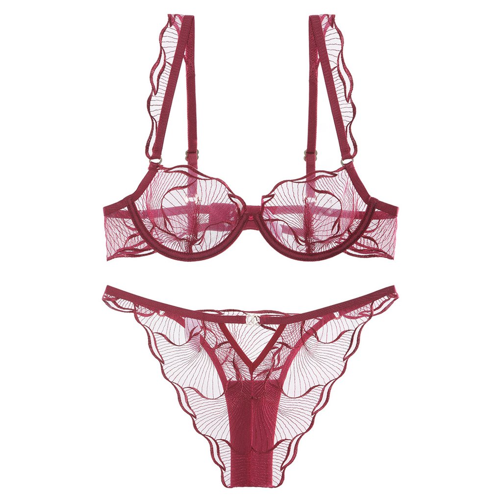 Conjunto de Lingerie Francesa em Renda Bordada — Ultra-fina e Sedutora