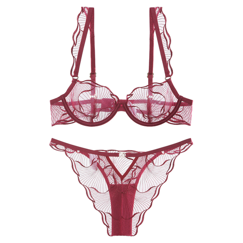Conjunto de Lingerie Francesa em Renda Bordada — Ultra-fina e Sedutora