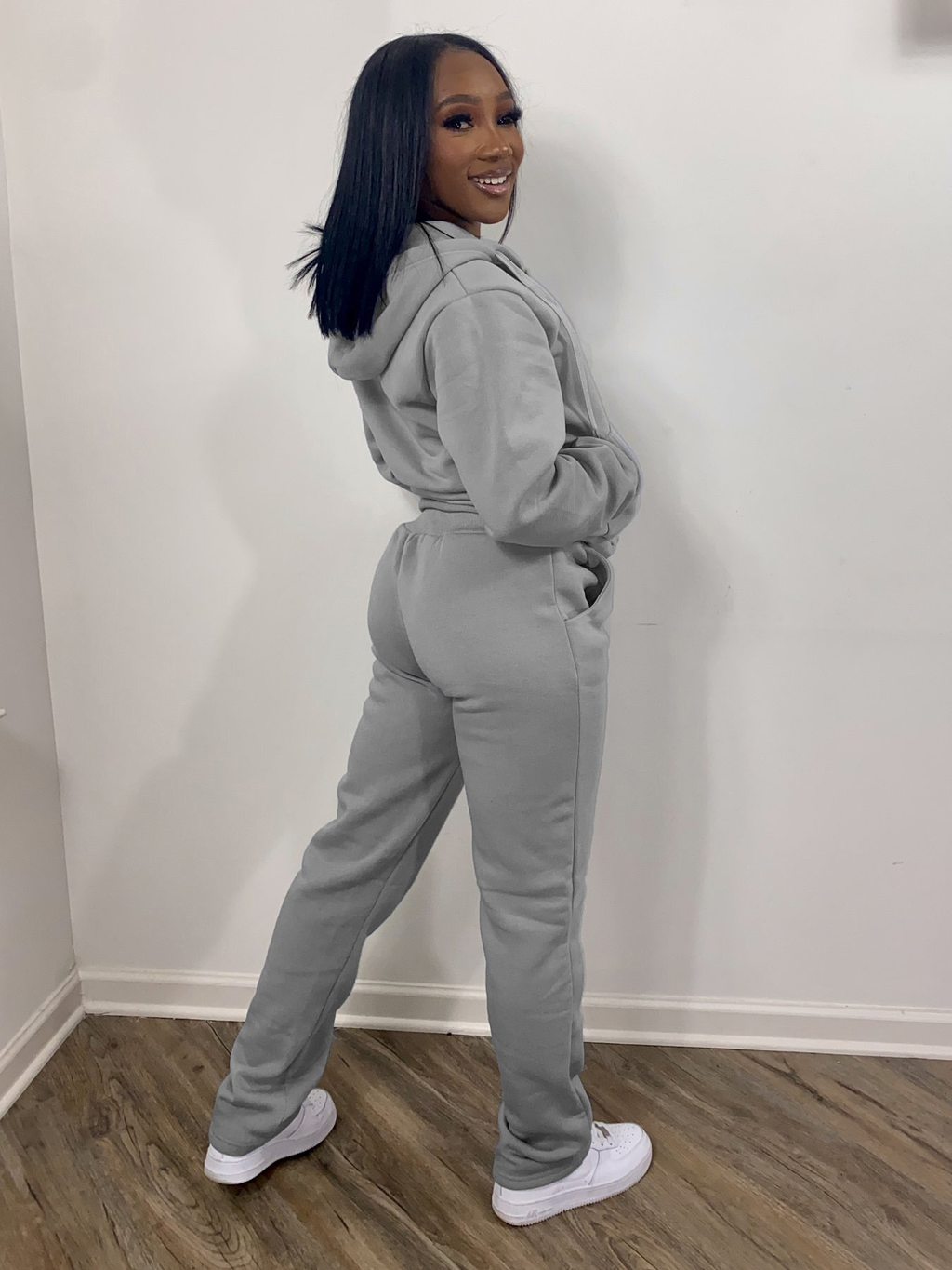 Conjunto Moletom Feminino 2 Peças | Jaqueta com Capuz + Calça Jogger | Fleece Quente | Inverno