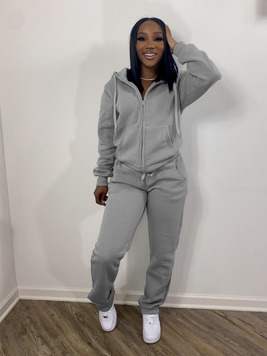 Conjunto Moletom Feminino 2 Peças | Jaqueta com Capuz + Calça Jogger | Fleece Quente | Inverno