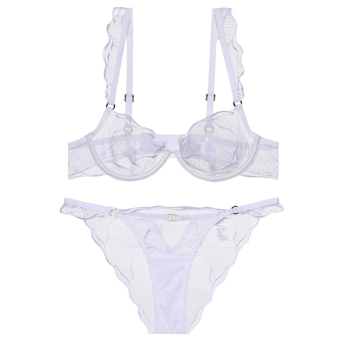 Conjunto de Lingerie Francesa em Renda Bordada — Ultra-fina e Sedutora