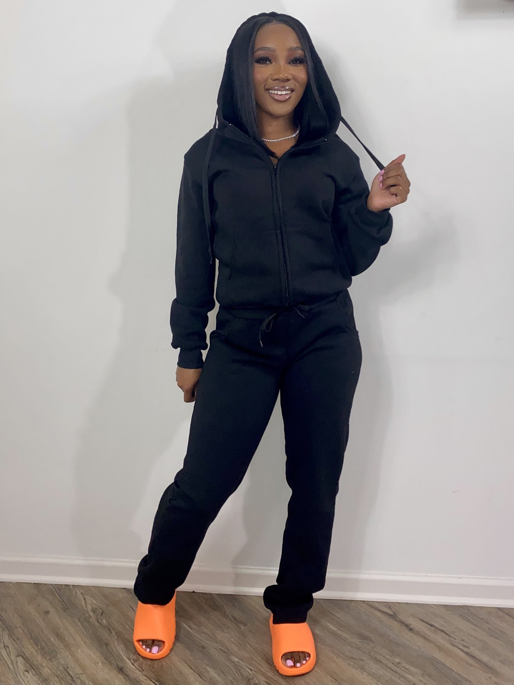 Conjunto Moletom Feminino 2 Peças | Jaqueta com Capuz + Calça Jogger | Fleece Quente | Inverno